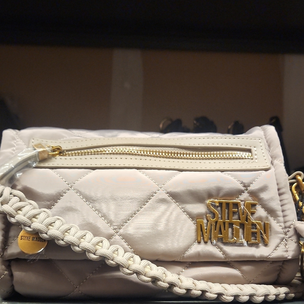 Steve Madden Cream Crossbody Bag with Ruffled Details
